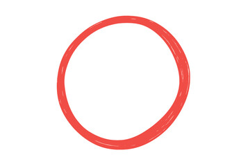 Hand Drawn Red Circle, Brush Stroke Marker, Rough Highlight, Imperfect Circular Frame, Artistic Sketch, Isolated Transparent Vector Illustration