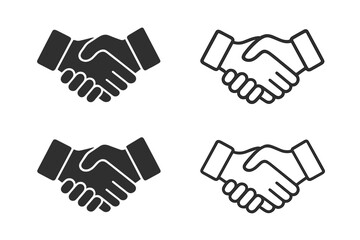 Handshake icon set. Business agreement and partnership concept. Shaking hands symbol for success deal contract. Cooperation pictogram for ui, apps, website design element.