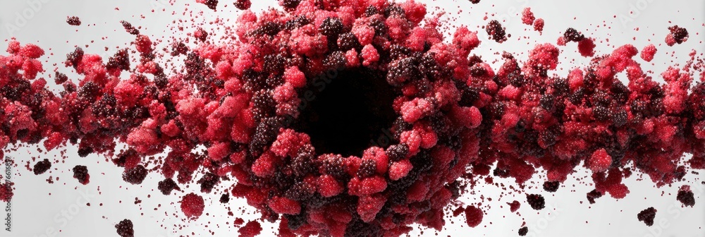 Poster berry explosion creates a vivid and dynamic display of colorful fruit fragments in 3d artistic illus