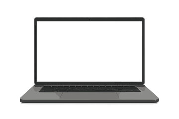Realistic Laptop Computer with Blank Screen, Modern Notebook Mockup, Empty Display Template, Isolated Vector Illustration, Technology Device for Web Design and Presentation