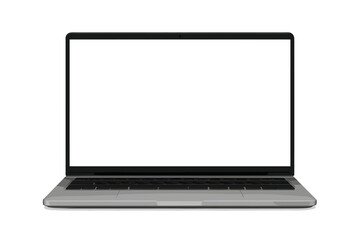Realistic Laptop Computer with Blank White Screen, Modern Notebook Mockup, Empty Display Template, Isolated Vector Illustration for Technology, Web Design, and Digital Presentation