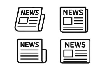 Newspaper icon set. News vector symbol collection. Journalism and media press sign. Daily publication paper pictogram for web and mobile. Article headline information graphic.