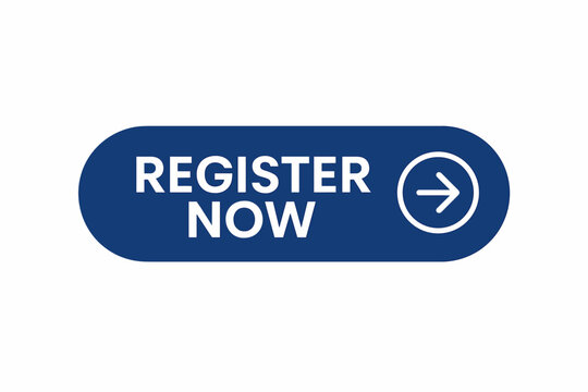Register Now Button Vector, Web UI Call to Action, Blue Rounded Modern Sign, Online Registration, Website Interface Element, Clickable Icon, Digital Marketing Banner