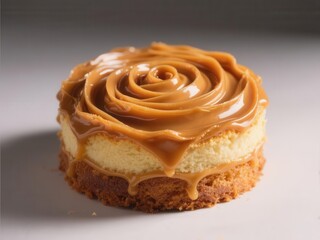 Moist cake, swirls of caramel filling visible,  homemade,  sponge
