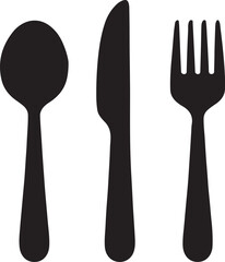 Restaurant Cutlery Icons, Vector Symbols of Spoon, Fork, and Knife


