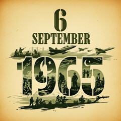 A vintage war-era poster styled image for Pakistan Defence Day