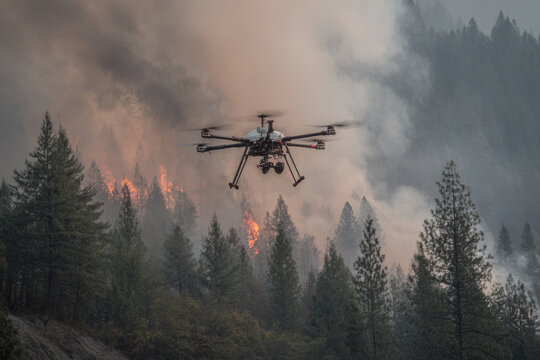 drones equipped with advanced firefighting technology battle raging wildfires from air