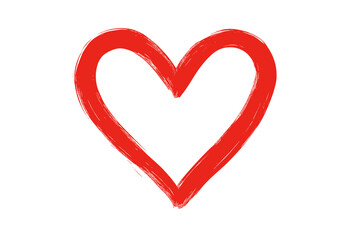 Hand-Drawn Red Heart Outline, Brush Stroke Love Symbol, Romantic Valentine’s Day Icon, Isolated Transparent Vector, Artistic Painted Emblem, Passion, Affection, Minimalist Design, Modern Clipart