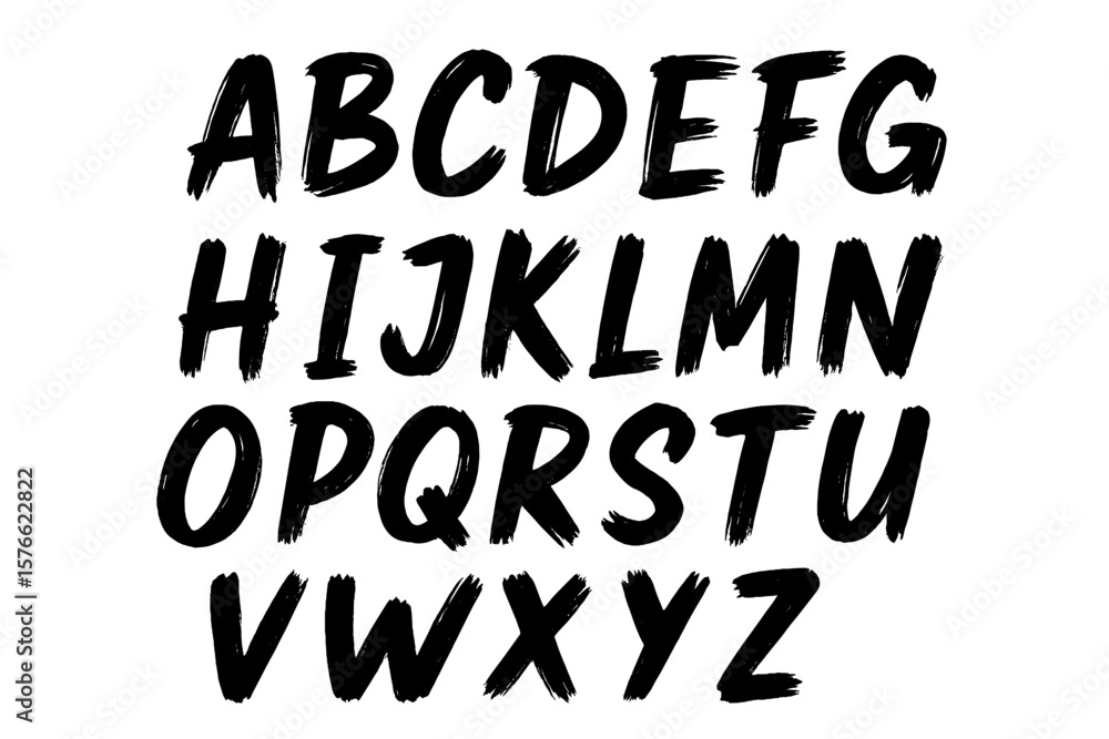 Fototapete hand drawn brush font alphabet collection. painted artistic uppercase letters. grunge ink script for