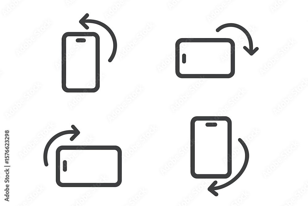Poster smartphone rotation icon set. device orientation symbols for mobile apps and websites. vector illust