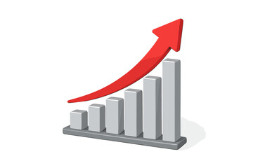 Yes and No Decision Symbols, Choice Concept, 3D Bar Chart with Upward Arrow, Growth Success, Business Progress, Positive Negative Options, Transparent Background Vector Illustration