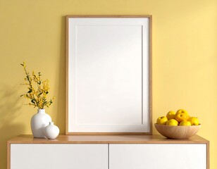 Blank frame on light yellow wall