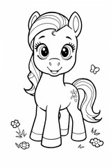Cute Pony Coloring Page for Kids