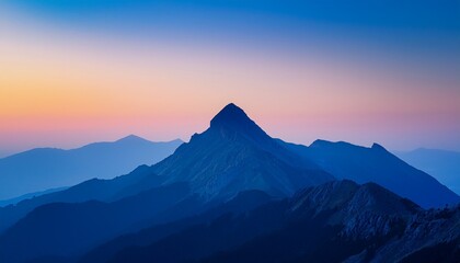 Fototapeta premium serene mountain peak outlined in negative space with soft gradients