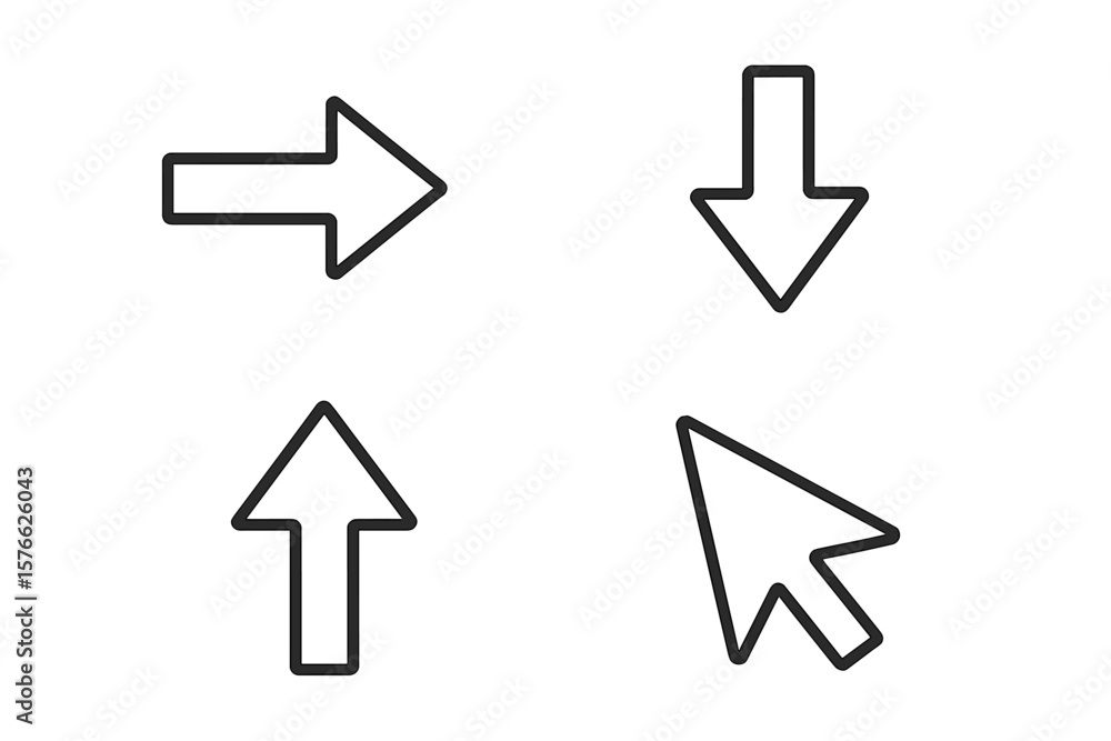 Poster arrow icon set. thin line style collection. black outline arrows for web design, mobile apps, and us