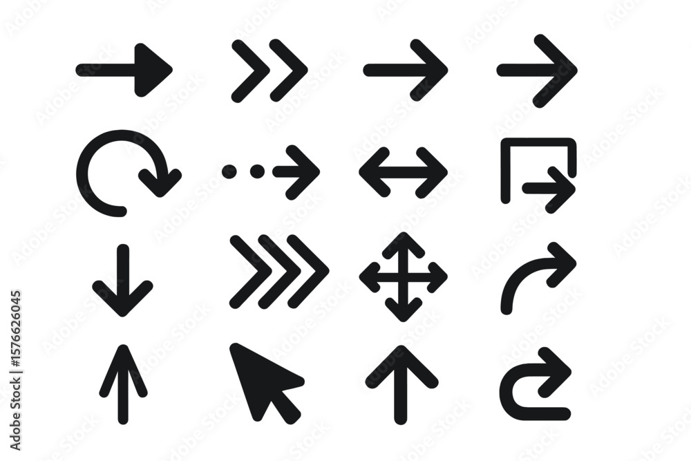 Poster arrows icon set. black vector arrows collection for web design and user interface. navigation and di