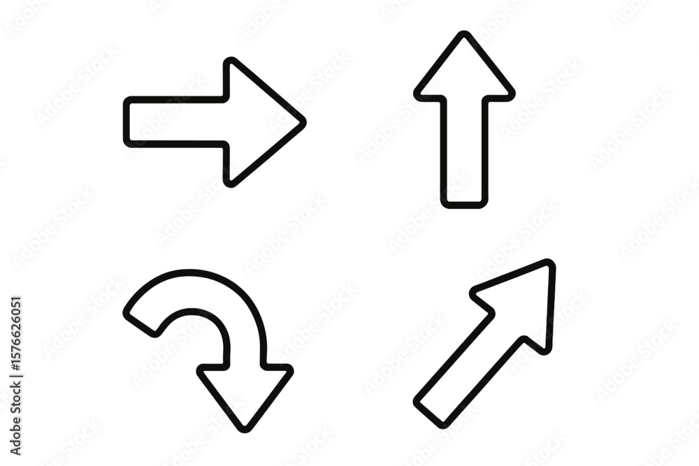 Poster arrow icon set. big collection of black line style arrows. web and mobile app navigation signs. poin