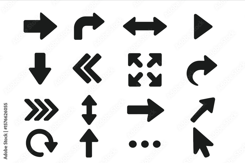 Poster big collection of black vector arrow icons. flat simple style signs and symbols for web design, app,