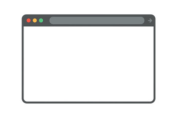 Simple internet browser window template. Web page screen mockup with blank space. Website UI/UX interface frame. Flat design vector isolated on transparent background.