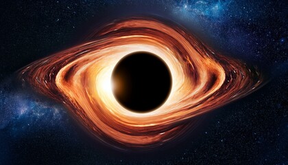 black hole surrounded by luminous accretion disk in deep space generative ai