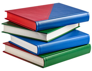 Stack of colorful school textbooks, isolated on a transparent background