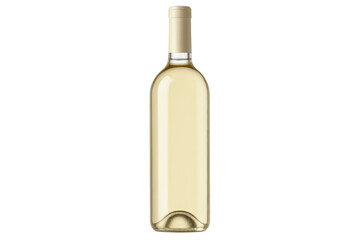 Photorealistic white wine bottle isolated on transparent background, ready for customization and branding