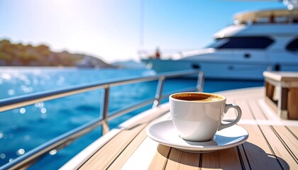 Obraz premium Coffee on a yacht deck (1)