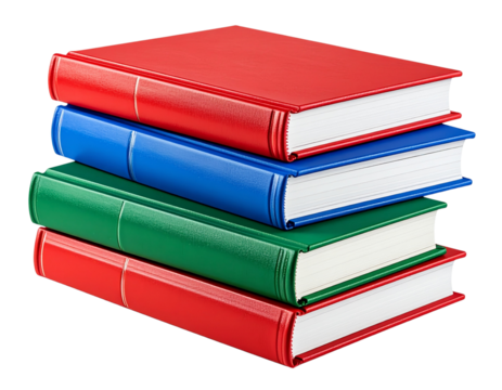 Stack of colorful school textbooks, isolated on a transparent background - Powered by Adobe