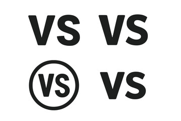 Fototapeta premium Set of 4 Versus Logo Letters, VS Letters Symbol Design Template, Flat Black Font Style, Versus or VS Letters for Sports, Fight, Competition, Battle, Match, Game, Versus Icon