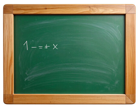Realistic chalkboard with math equations, isolated on a transparent background - Powered by Adobe