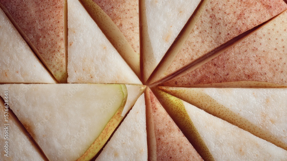 Aufkleber abstract geometric arrangement of pear slice with clean lines and vibrant colors displayed artistica