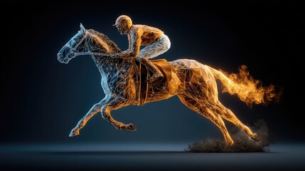 Horse racing wireframe art