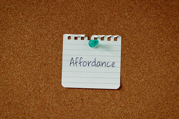 There is a piece of paper with the word Affordance. It is as an eye-catching image.