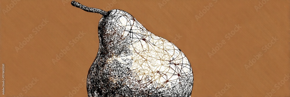 Poster artistic pear outline with textured fill designed for branding space in a modern style