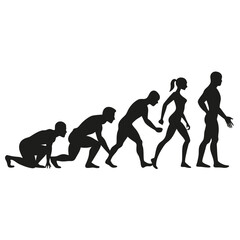 Human Evolution A Journey Through Time - Silhouettes Illustrating the Stages of Hominid Development