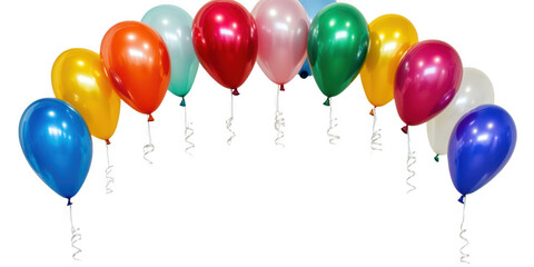 Colorful balloon arrangement design on transparent png photo