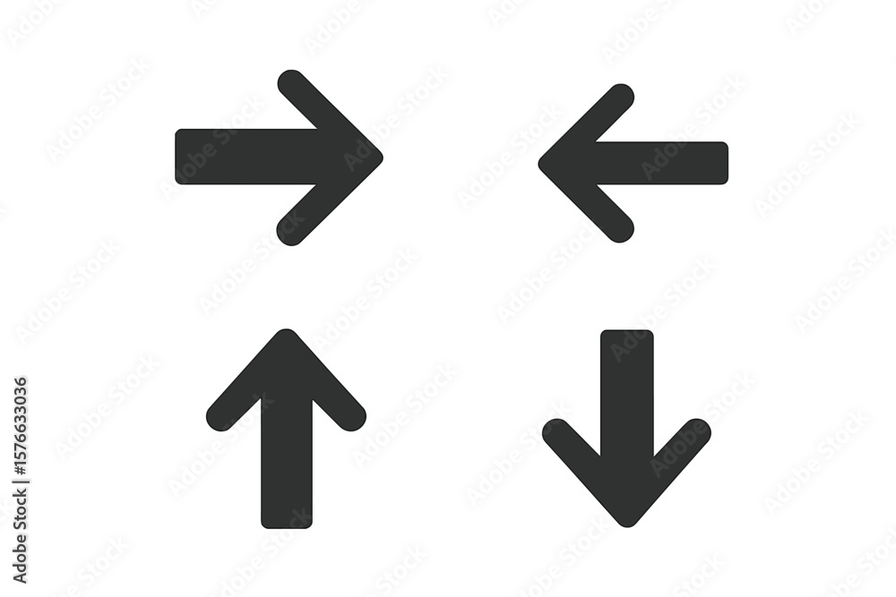 Aufkleber arrow icon set. flat vector illustration of black direction pointers. up, down, left, right symbols 