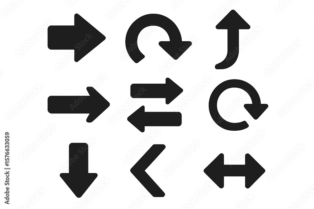 Poster black arrow icons set. vector direction symbol collection for web and app design. graphic pointer si