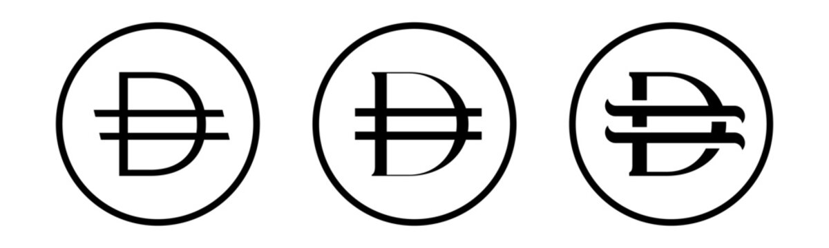 United Arab Emirates Dirham with several versions of symbols set vector illustration