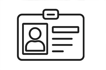 Minimalist ID Card Icon, Simple Linear Identification Badge, Vector Driver License, Document Symbol, Personal Identification, App and Web Interface Element, Modern Outline Illustration