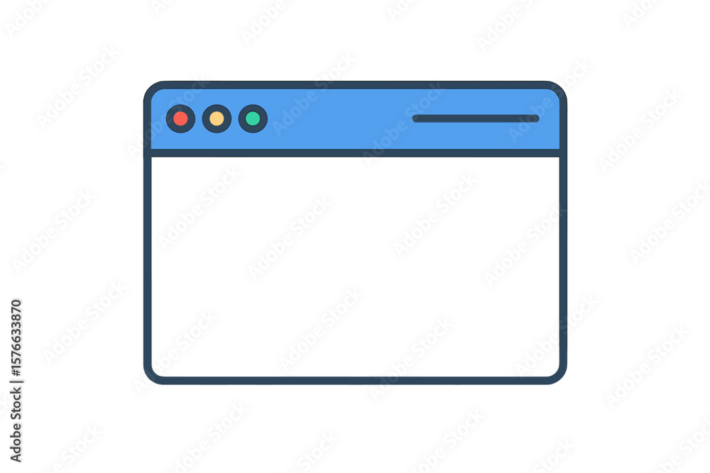 Poster minimalist web browser window vector illustration. modern flat design ui template. simple blue and w