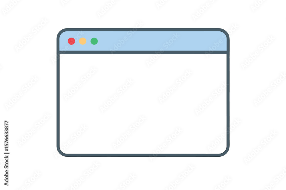 Poster modern minimalist web browser window vector, flat design, blank blue ui, simple interface, isolated 