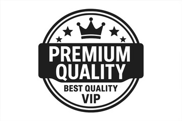 Obraz premium Premium Quality VIP Badge Vector. Round Label with Crown and Stars. Best Quality Guarantee Emblem. Three Level Ranking. Flat Icon for Luxury, Exclusive, Elite, Top Service, Membership