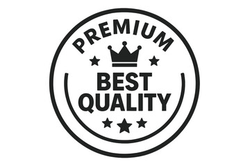 Obraz premium Premium Best Quality Badge Vector, Round Stamp Label with Crown and Stars, VIP Certification Icon, Flat Design, Three Level Quality Guarantee, Premium Product Emblem
