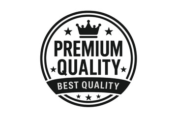 Premium quality label badge with crown and stars, best quality flat vector icon, round VIP emblem, three-level quality design, premium vector illustration, exclusive