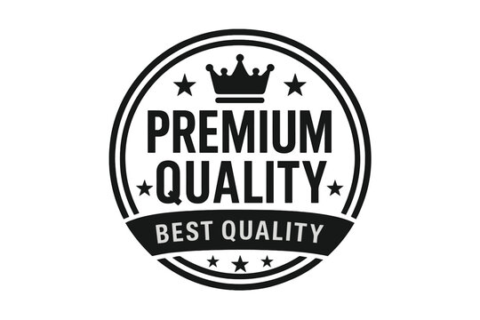 Premium quality label badge with crown and stars, best quality flat vector icon, round VIP emblem, three-level quality design, premium vector illustration, exclusive
