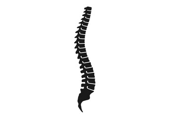 Human Spine Silhouette Vector Illustration. Vertebral Column Icon. Spinal Pain, Medical Center, Clinic, Rehabilitation, Surgery, Orthopedic, Therapy, Diagnostic Logo Design Element