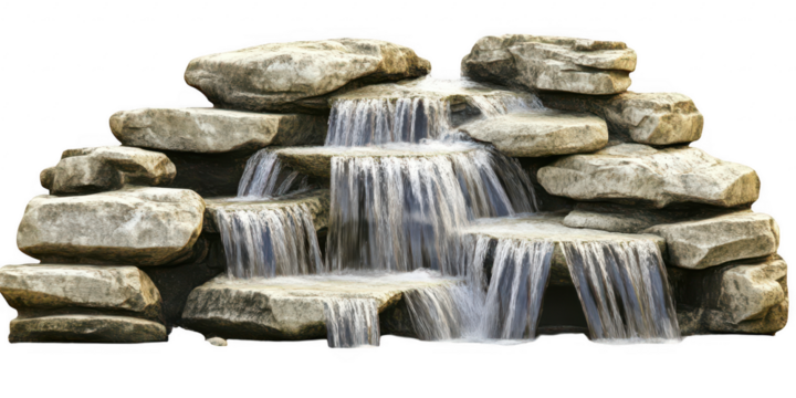 Cascading waterfall with rocks on transparent png photo - Powered by Adobe