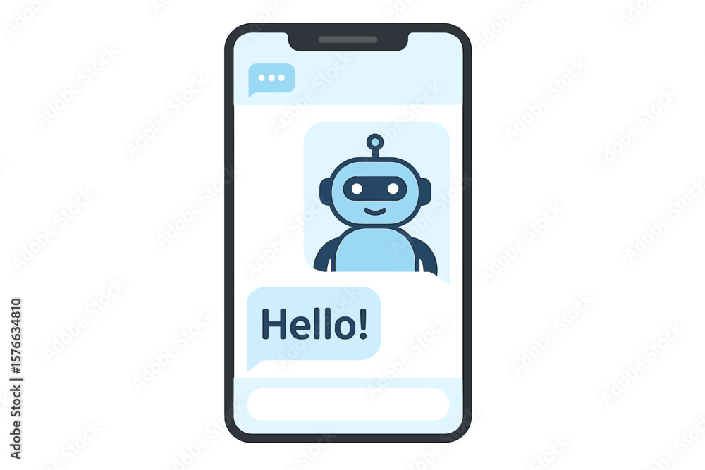 Poster chatbot on smartphone screen, ai robot assistant for online customer service and support. digital ch