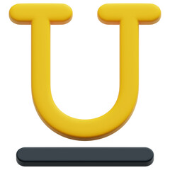 3D Underline U Icon